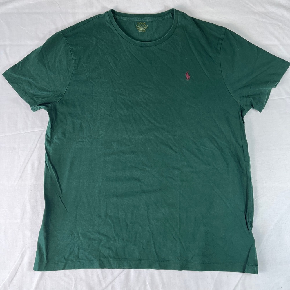 Polo Ralph Lauren T-Shirt Mens XL Green Excellent Custom Slim Fit Short Sleeve